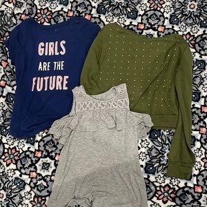 1 shirt, 1 tank top and cropped hoodie